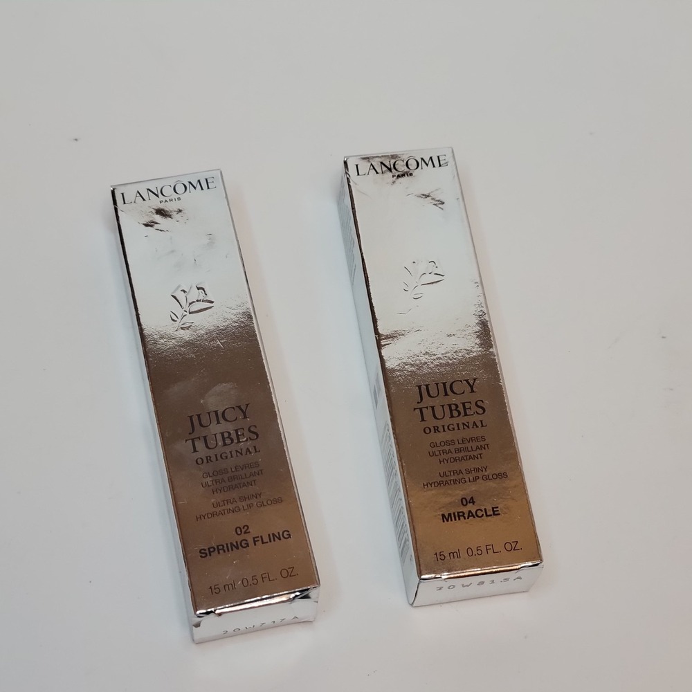 2 Lancome Juicy Tubes Original Shiny Hydrating Lip Gloss 0.5Fl oz 15ml New